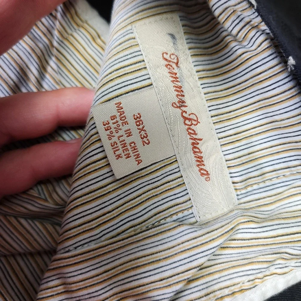 Tommy Bahama Pants Men 36x29*READ Linen Silk Blend Black High Rise Trouser Flowy